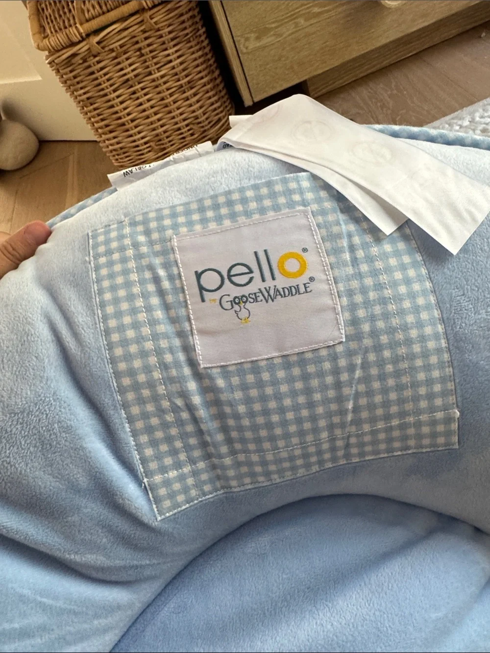 Pello GooseWaddle Soft Comfortable Floor Cushion for Children in blue gingham